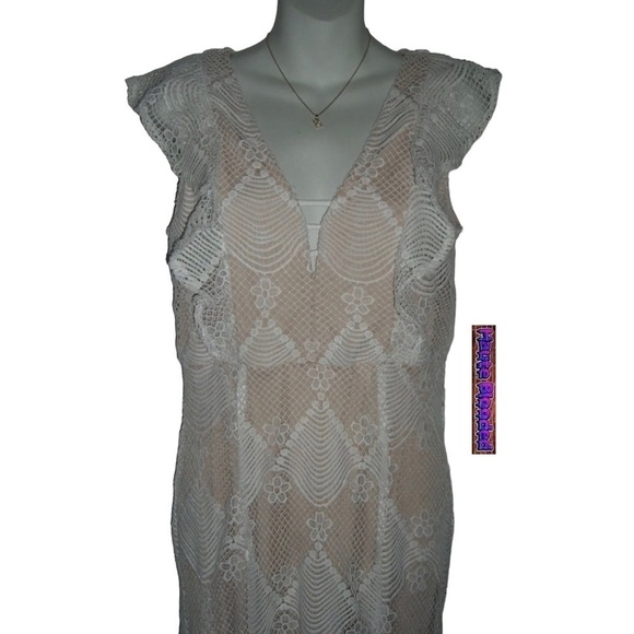 Aqua Dress 70's Boho Beach Destination Wedding Lace Crochet Bohemian Cottagecore - Picture 8 of 16